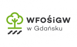 Logotyp WFOŚiGW, zielone drzwo na białym tle